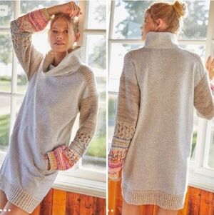 Daily Practice by Anthropologie Cozy Cowl Neck Tunic Dress Gray Size Small